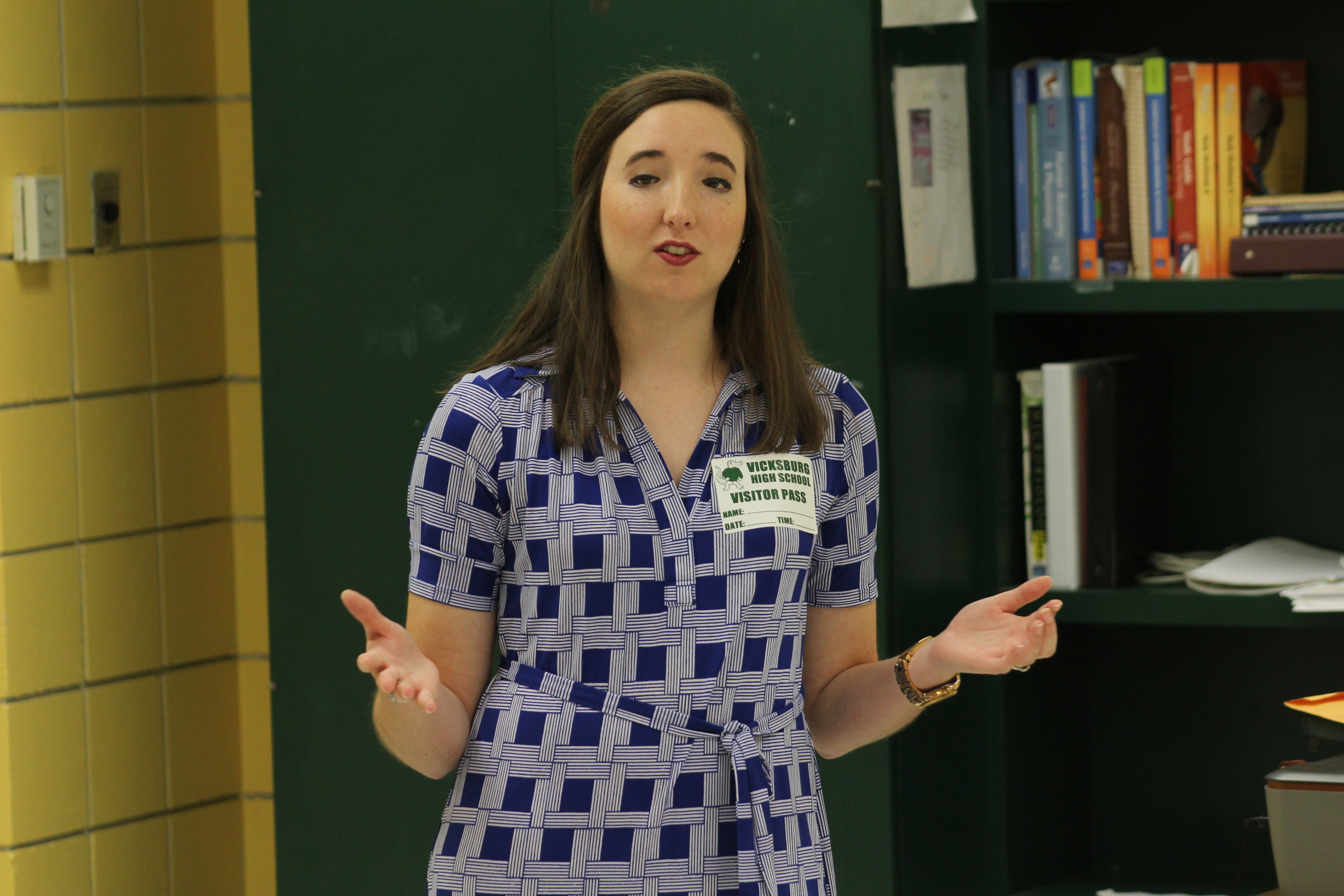 Emily Salmon-Wall, an ISER research engineer, talks to Vicksburg High School gilrs about the engineering profession.